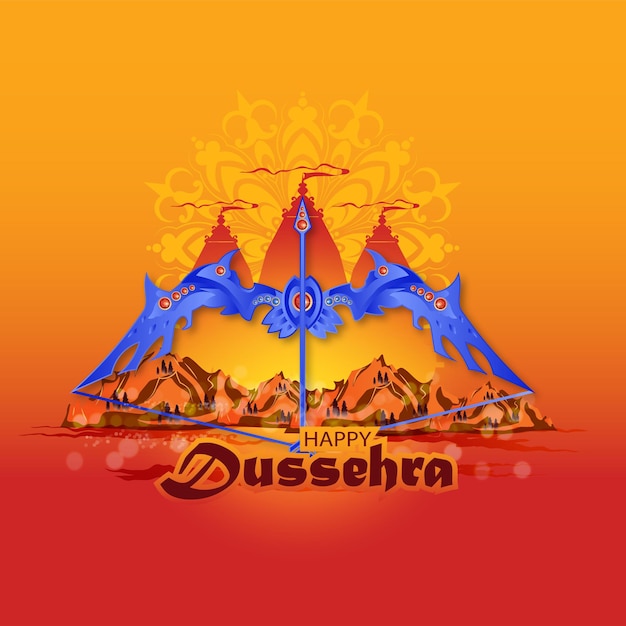 innovative vector illustration of Happy Dussehra festival of India.