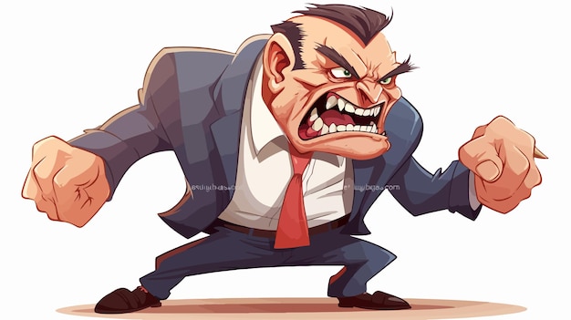 Insane Boss Cartoon Raster Version Illustration