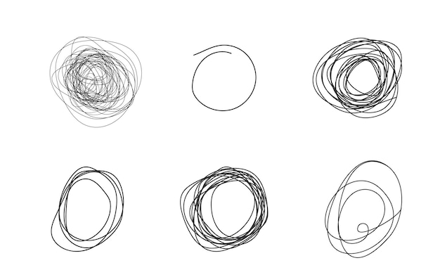 Insane messy lineSet of messy clew symbols connected between them line of symbols with scribbled