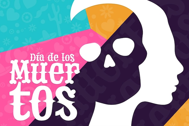 Inscription Day of the Dead in Spanish Dia de los Muertos holiday concept Template for background banner card poster with text inscription Vector EPS10 illustration