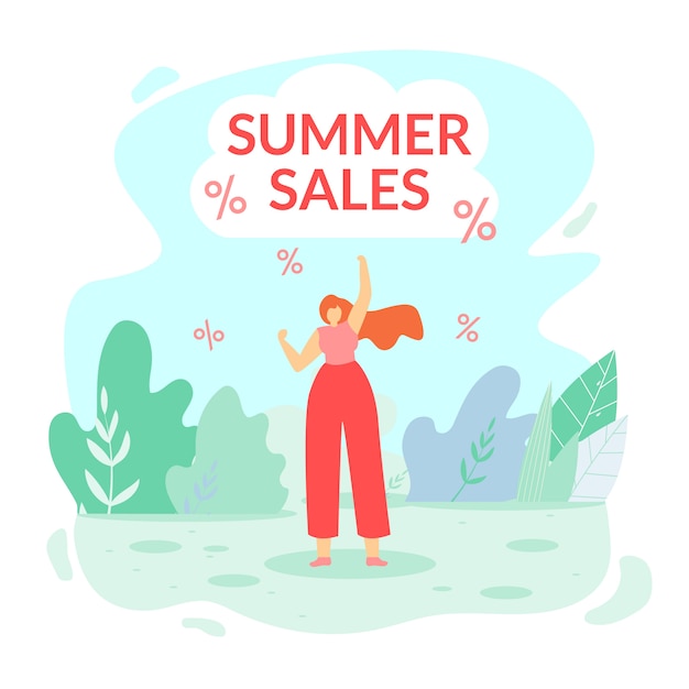 Inscription Summer Sales Vector Illustration.