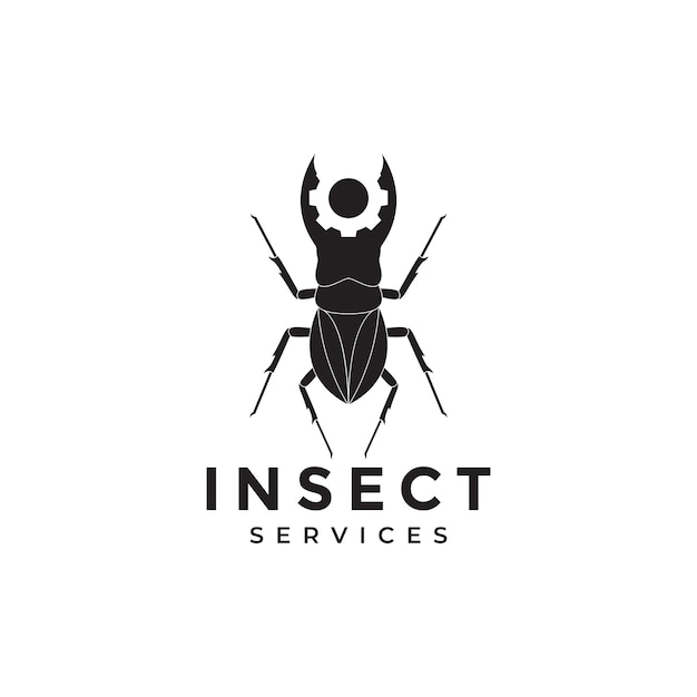 Insect beetle with gear service logo design vector graphic symbol icon illustration creative idea