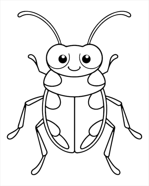 Vector insect and bug coloring page for kids insect and bug illustration