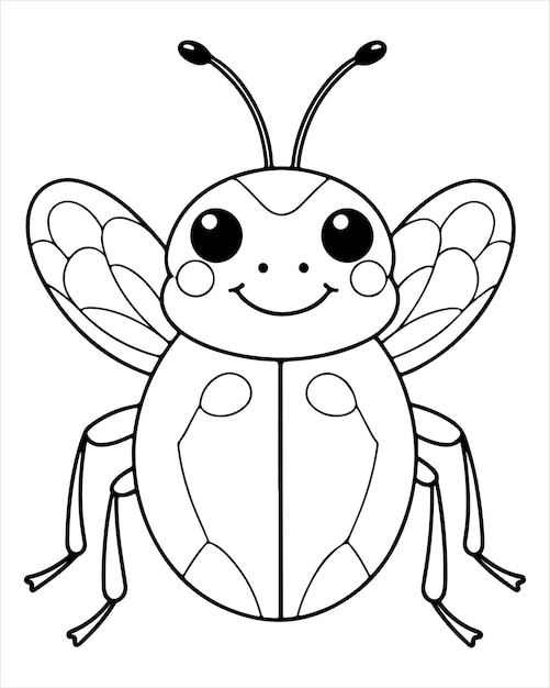 Vector insect and bug coloring page for kids insect and bug illustration