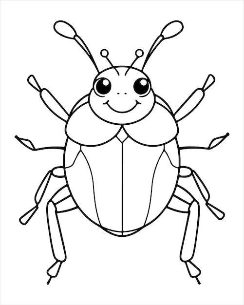 Vector insect and bug coloring page for kids insect and bug illustration