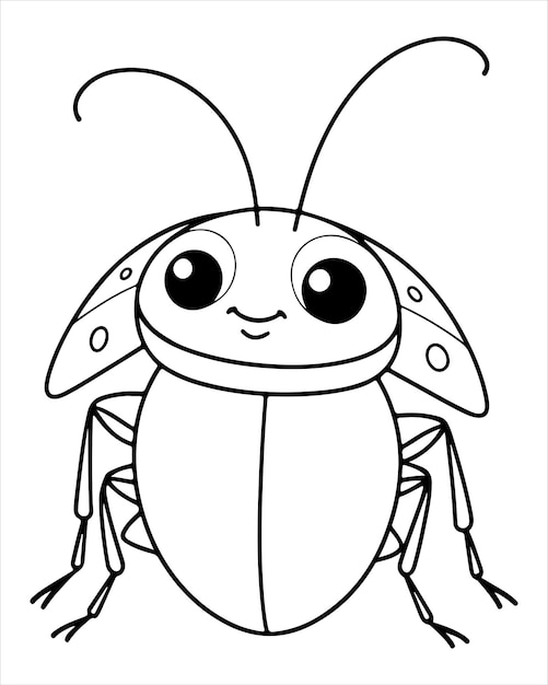 Vector insect and bug coloring page for kids insect and bug illustration