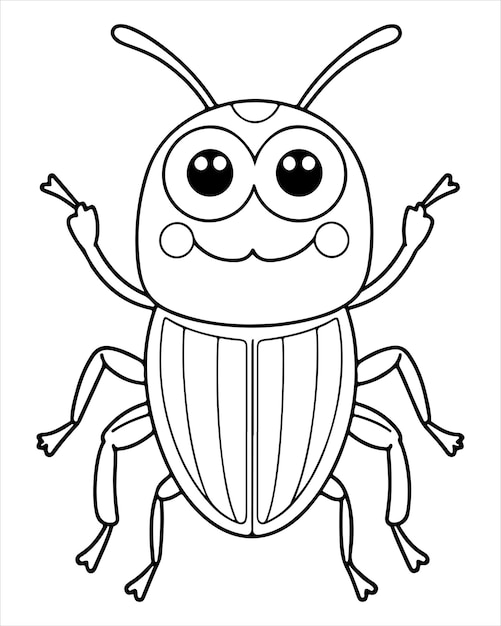 Vector insect and bug coloring page for kids insect and bug illustration