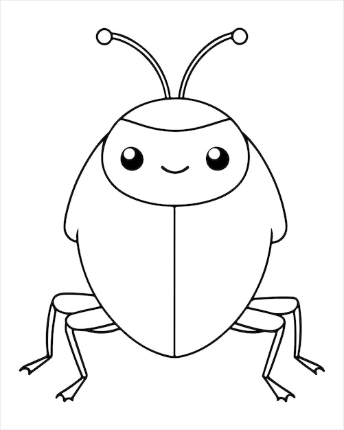 Vector insect and bug coloring page for kids insect and bug illustration