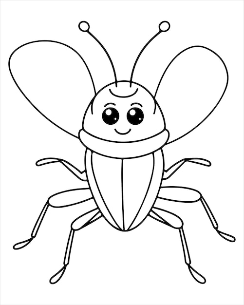 Vector insect and bug coloring page for kids insect and bug illustration