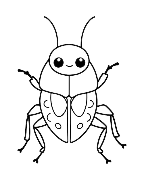 Vector insect and bug coloring page for kids insect and bug illustration