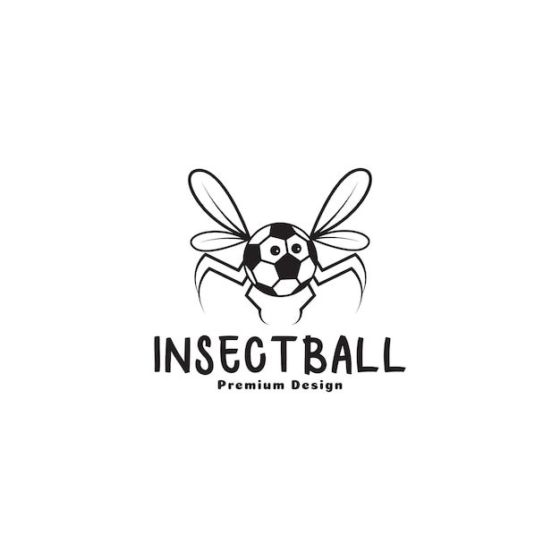 Insect fly with ball football logo symbol icon vector graphic design illustration idea creative