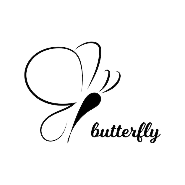 Insects butterflies isolated on white background Beautiful butterfly logo icon in black color Insect flying isolated on white backdrop Vector ilustration