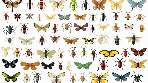 Vector insects gathering by wooden signs illustration