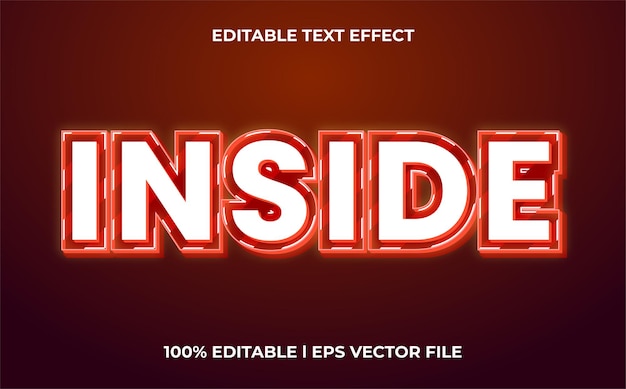 inside 3d text effect with neon theme. red typography template for modern tittle