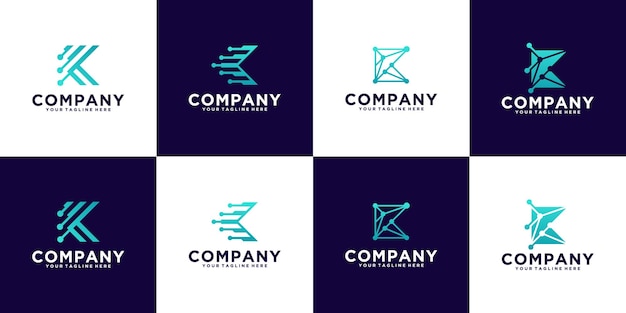 Inspiration for the letter k technology monogram logo collection