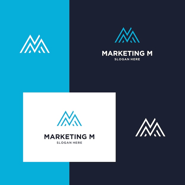 inspiration for logo marketing, mountain and initials M