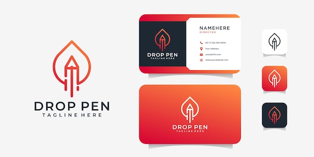 Inspirational creative modern drop pen logo and business card design vector template Logo can be used for icon brand identity technology computer internet and business company