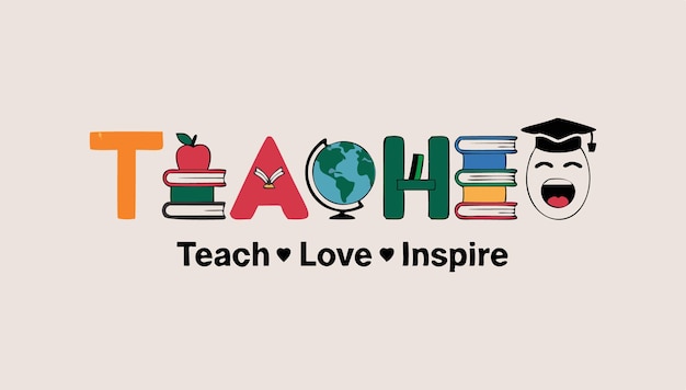 Inspirational Teacher Appreciation Vector Design with Educational Icon