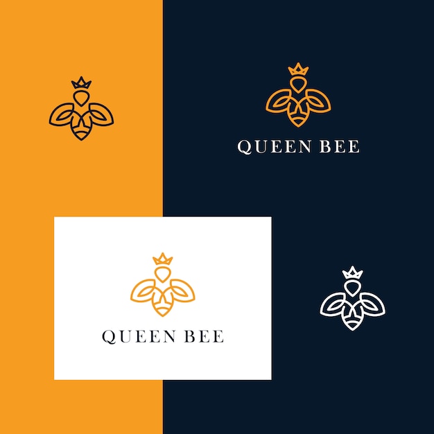 Inspire the bee and crown design logo with a simple line design style