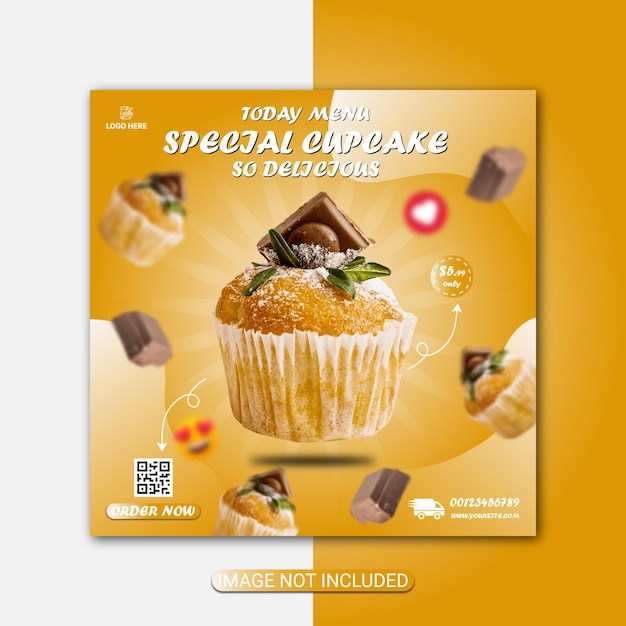 Instagram Post And Cake Flyer Template Design Premium Vector