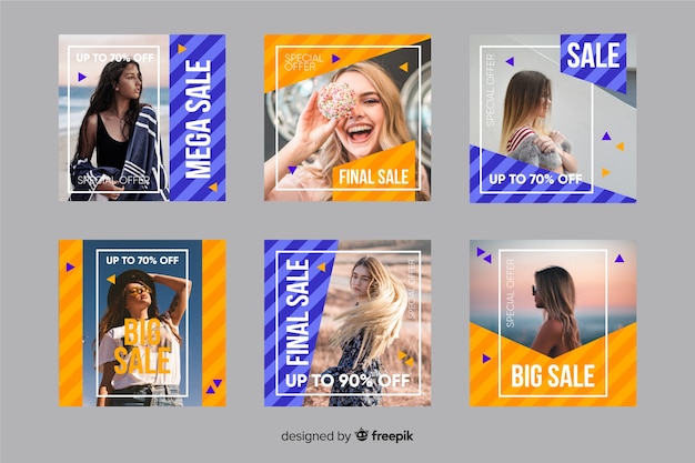 Instagram post collection template with photo