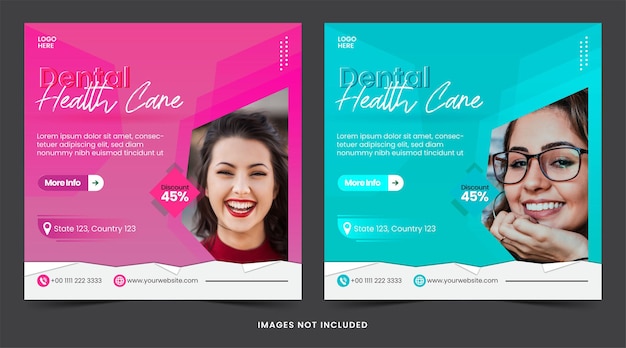 Instagram post dental template or Medical health banner with luxury elegant for social media banner