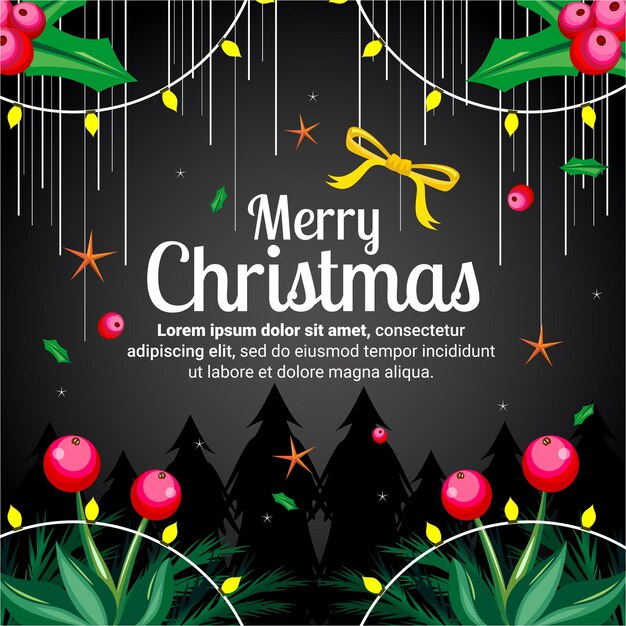 Instagram post design for merry christmas premium vector concept