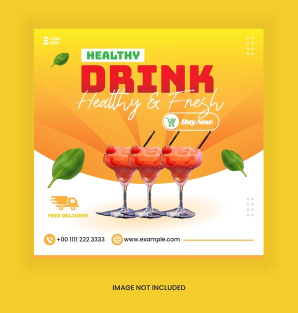 Vector instagram post drink template for  social media post advertising banner