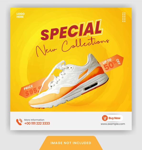 Instagram post shoes social media template and web banner template with luxury style