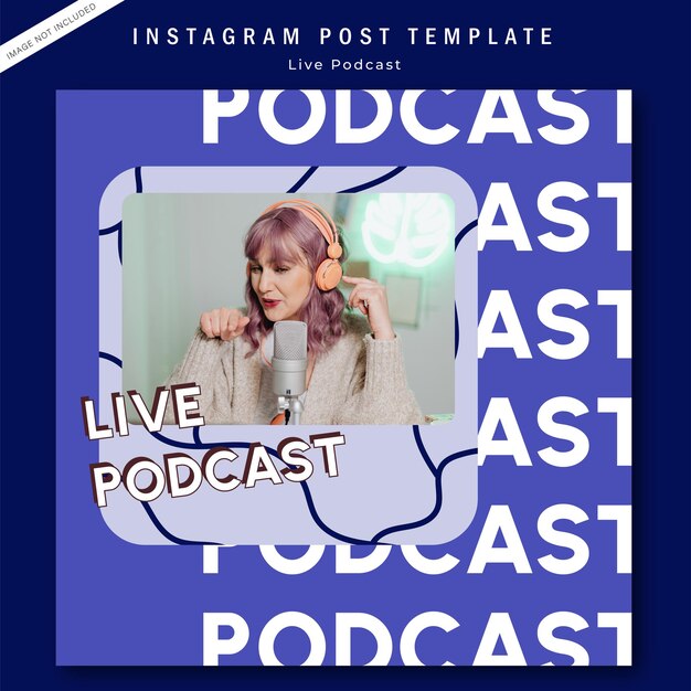 Vector instagram post template design for podcast live