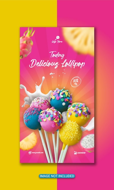 Vector instagram post template or lollipop poster banner ads flyer design premium vector