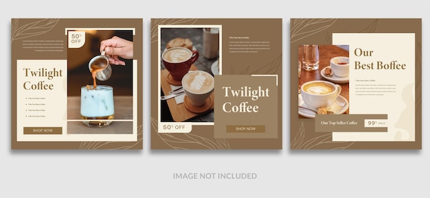 Instagram Post Template Set Coffee With Aesthetic Theme