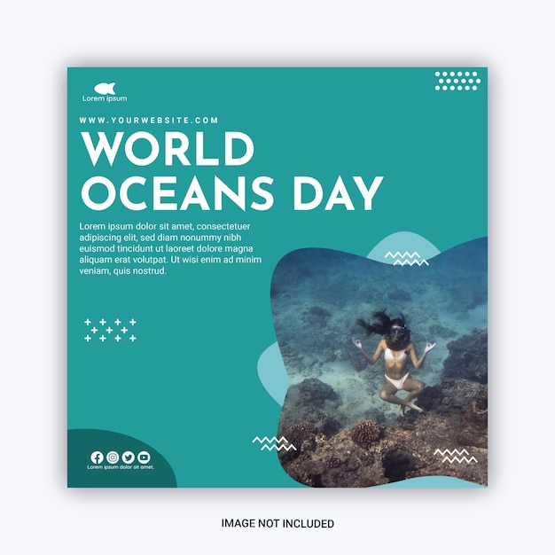 Instagram post world oceans day template