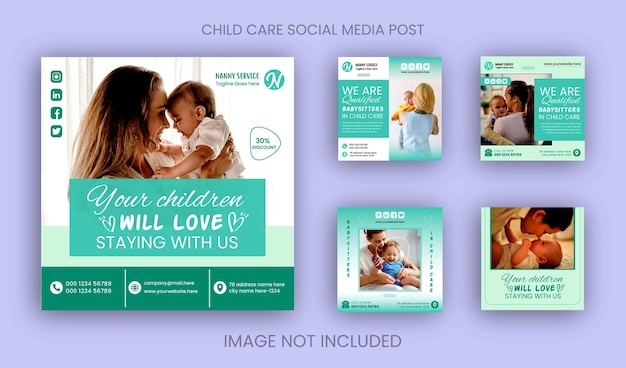 Instagram posts collection for baby care at home concept stories template