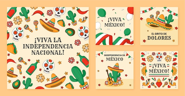 Instagram posts collection for mexican independence day celebration