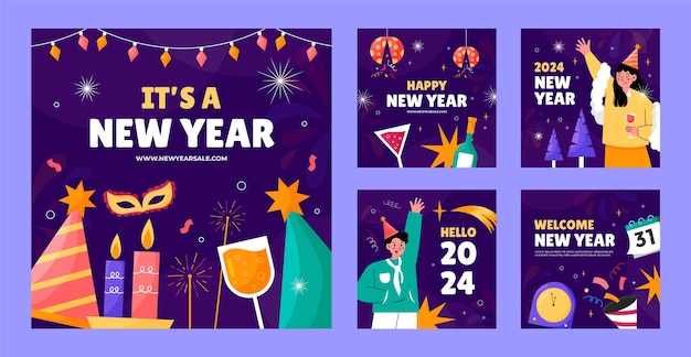 Instagram posts collection for new year 2024 celebration