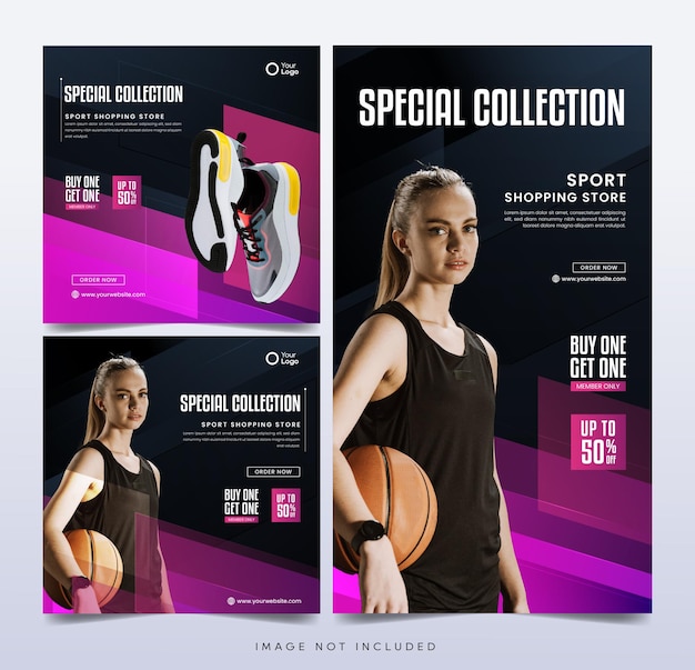 Vector instagram posts collection for online sports sale