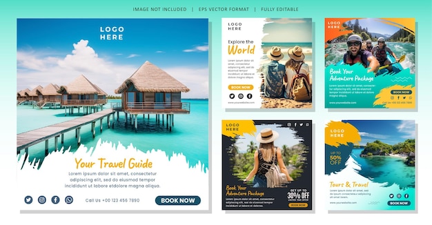 Instagram posts collection for World Dream Destinations Tour and travel business template