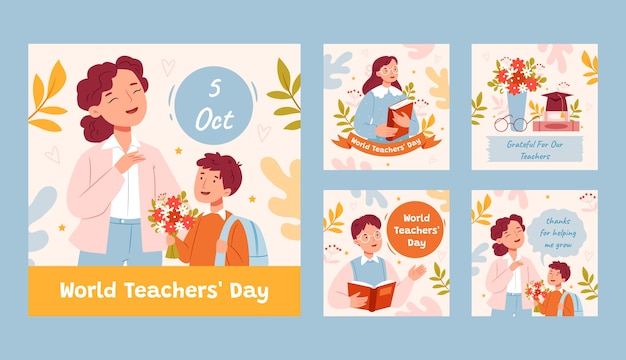 Instagram posts collection for world teacher's day celebration