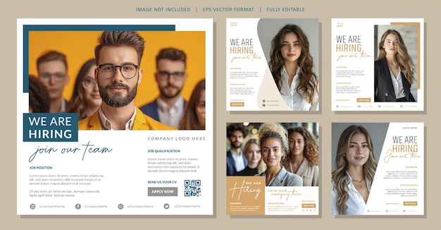 Instagram posts design collection for Professional Job Hiring and Recruitment template