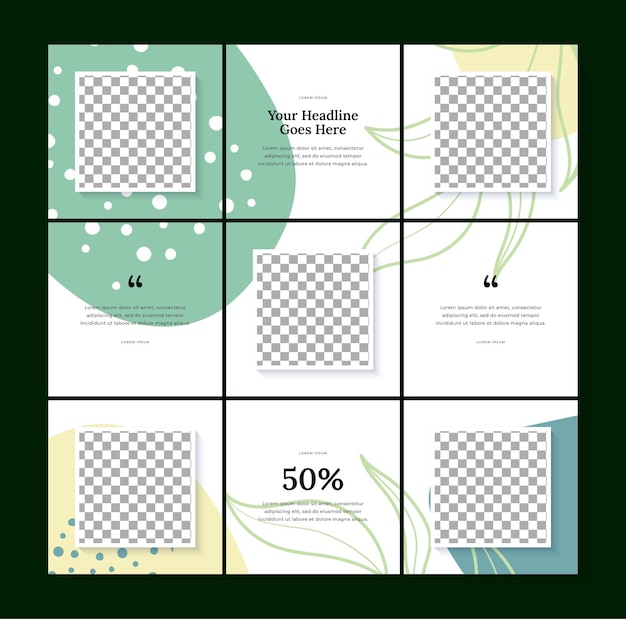 instagram puzzle template, social media post puzzle design vector