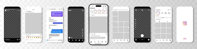Instagram social media app template Iphone with Instagram mockup Instagram template screen frame with shadow