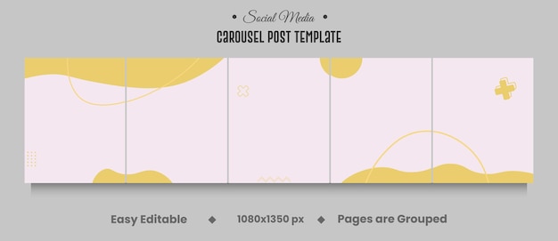 Instagram and social media carousel post template with five pages