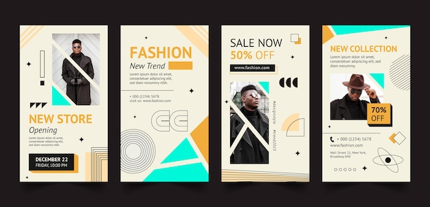 Vector instagram stories collection for fashion collection and style