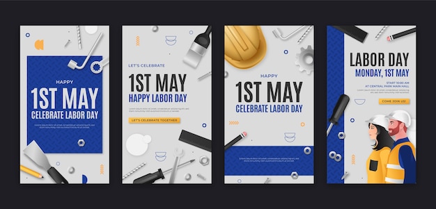 Instagram stories collection for may 1st labor day celebration