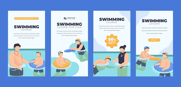 Instagram stories collection for swimming lessons