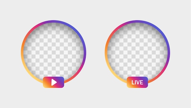Instagram stories gradient frame with shadow for social media icon avatar live video streaming
