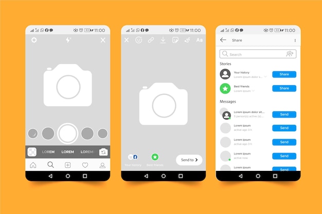 Instagram stories interface template concept