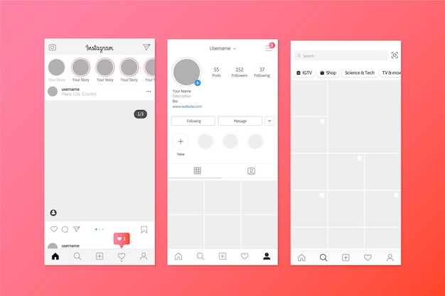 Vector instagram stories interface template