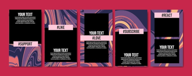 Instagram story template in colourful marble background style